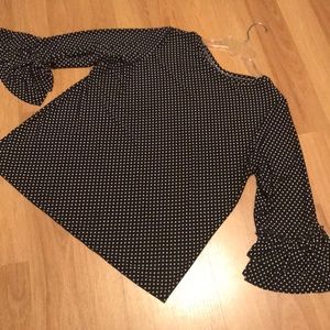 •HOLD•Black and white polka dot Ruffle top Custom